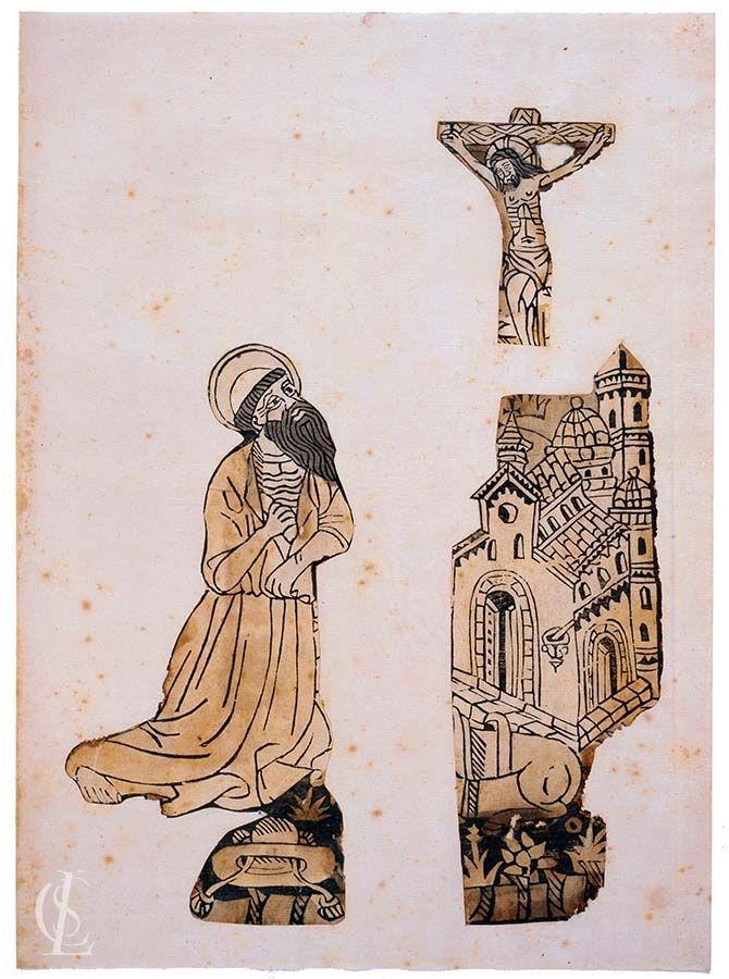 San Girolamo penitente con il Crocifisso, l'asino e un complesso monastico (frammenti)