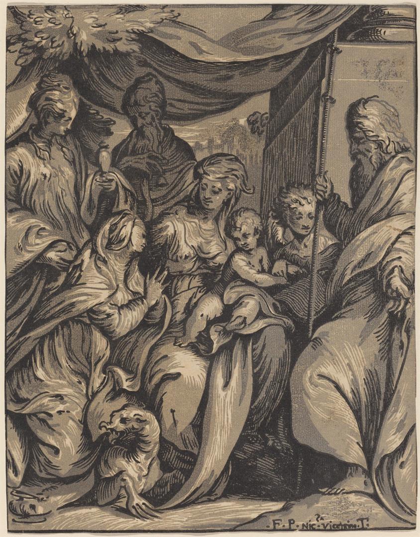 Madonna con bambino e santi Marta, Giacomo Maggiore, Antonio Abate, Maddalena e un angelo