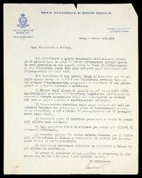  Lettera di [Enrico] San Martino [di Valperga] a Alfredo Casella, Roma 04 marzo 1938