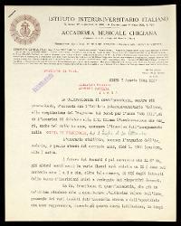  Lettera di Armando Vannini a Alfredo Casella, Siena 05 agosto 1934