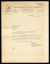  Lettera di Bill Murray a Alfredo Casella, New York 27 novembre 1926