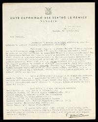  Lettera di [Guido] Piamonte a Alfredo Casella, Venezia 19 luglio 1939