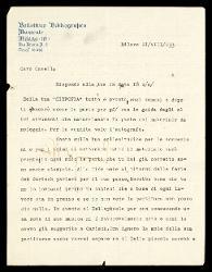  Lettera di Giovanni Da Nova a Alfredo Casella, Milano 21 agosto 1933