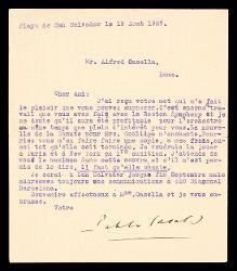  Lettera di Pablo Casals a Alfredo Casella, Playa de San Salvador 19 agosto 1927