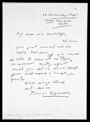  Lettera di Yvonne Casella Muller a Elizabeth Sprague Coolidge, s.l. s.d.