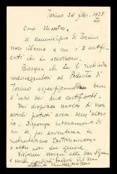  Cartolina postale di Alberto Mantelli a Alfredo Casella, Torino 26 febbraio 1938