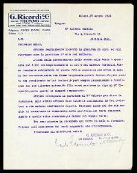  Lettera di Carlo Clausetti e A[lfredo] Colombo a Alfredo Casella, Milano 28 agosto 1924