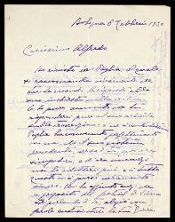  Lettera di Arrigo Serato a Alfredo Casella, Bologna 06 febbraio 1930