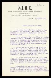  Lettera di R[obert] Bernard a Alfredo Casella, Parigi 06 aprile 1937
