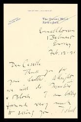  Lettera di Lionel Tertis a Alfredo Casella, Belmont (Surrey) 12 febbraio 1926