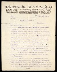  Lettera di [Emil] Hertzka a Alfredo Casella, Vienna 19 luglio 1923