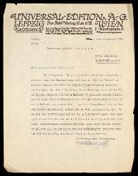  Lettera di W. Rothe a Alfredo Casella, Vienna 14 agosto 1925