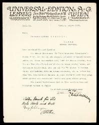  Lettera di [Alfred August] Kalmus a Alfredo Casella, Vienna 04 agosto 1933