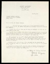  Lettera di Josef Wagner a Alfredo Casella, New York 20 maggio 1946