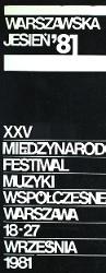  Warszawa. XXV Miedzynarodowy Festival Muzyki Wspolczesnej 1981