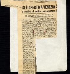 Si è aperto a Venezia il Festival di musica contemporanea
				 : I «dieci giorni» della Fenice maggio 1964